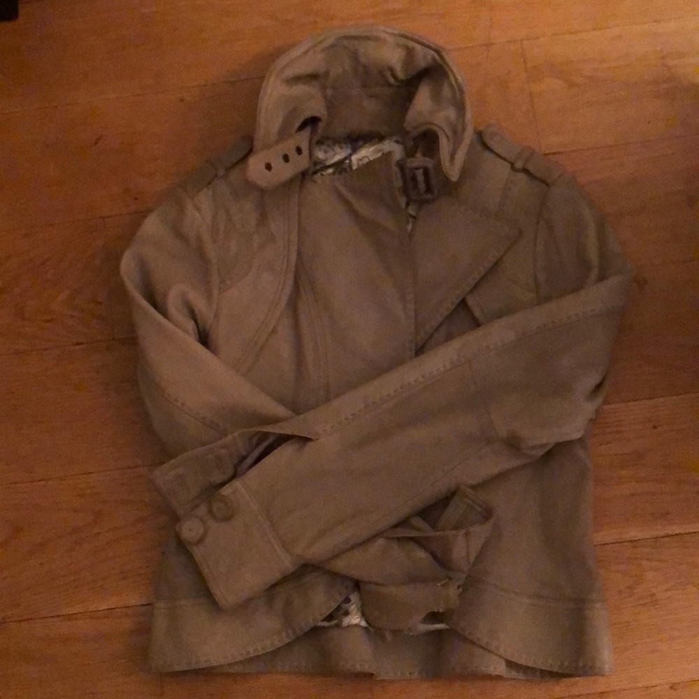Mackage gray leather cropped bomber
